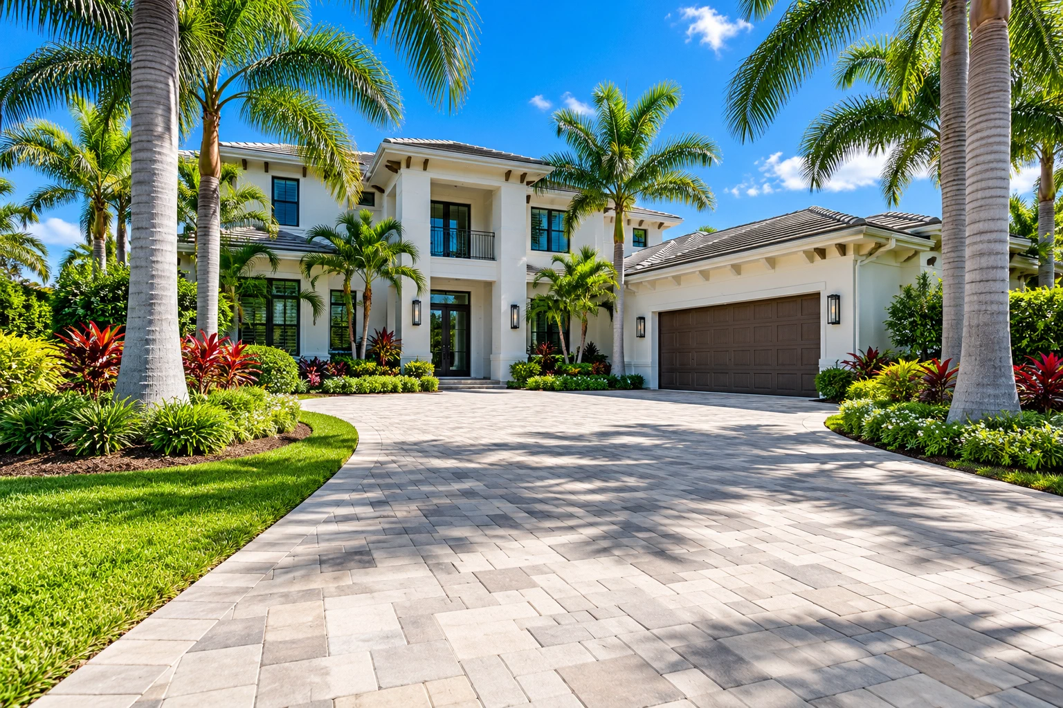 Clean paver driveway at a Florida home